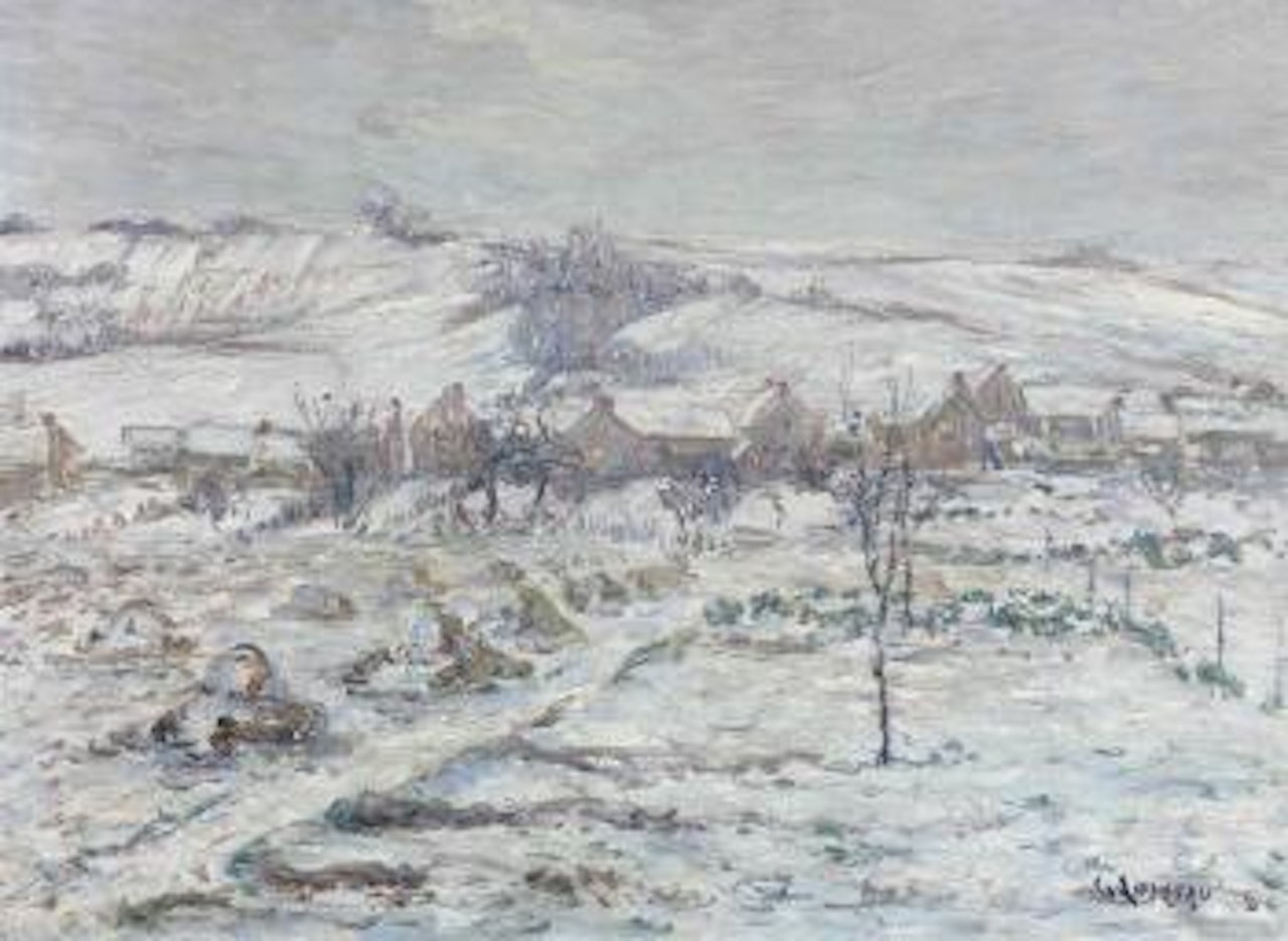 Le clos à Hédouville, effet de neige by Gustave Loiseau