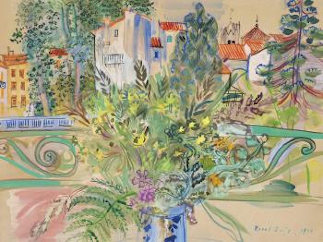 Bouquet de mimosas devant la fenêtre à Céret by Raoul Dufy