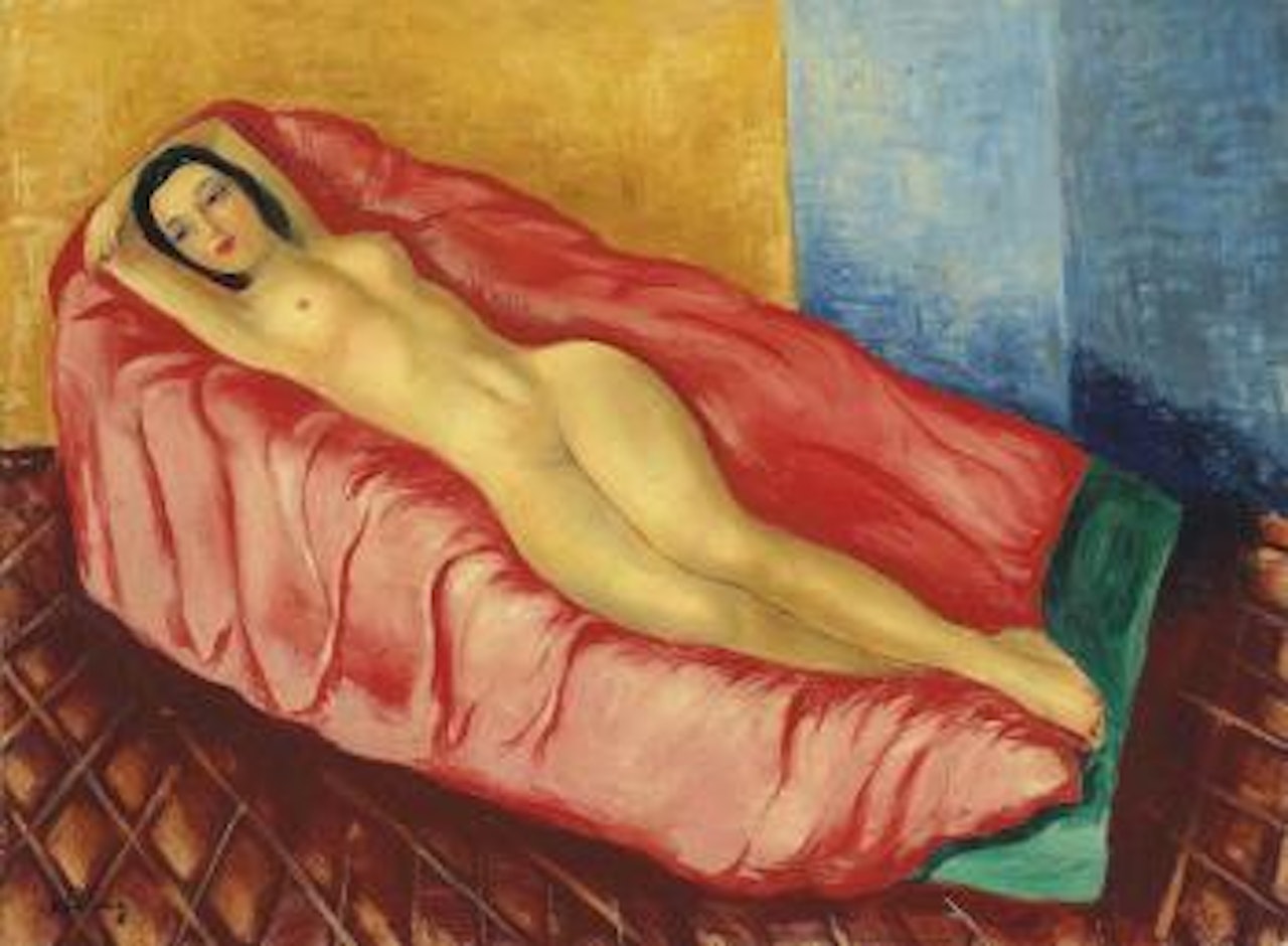 Nu au divan rouge by Moïse Kisling