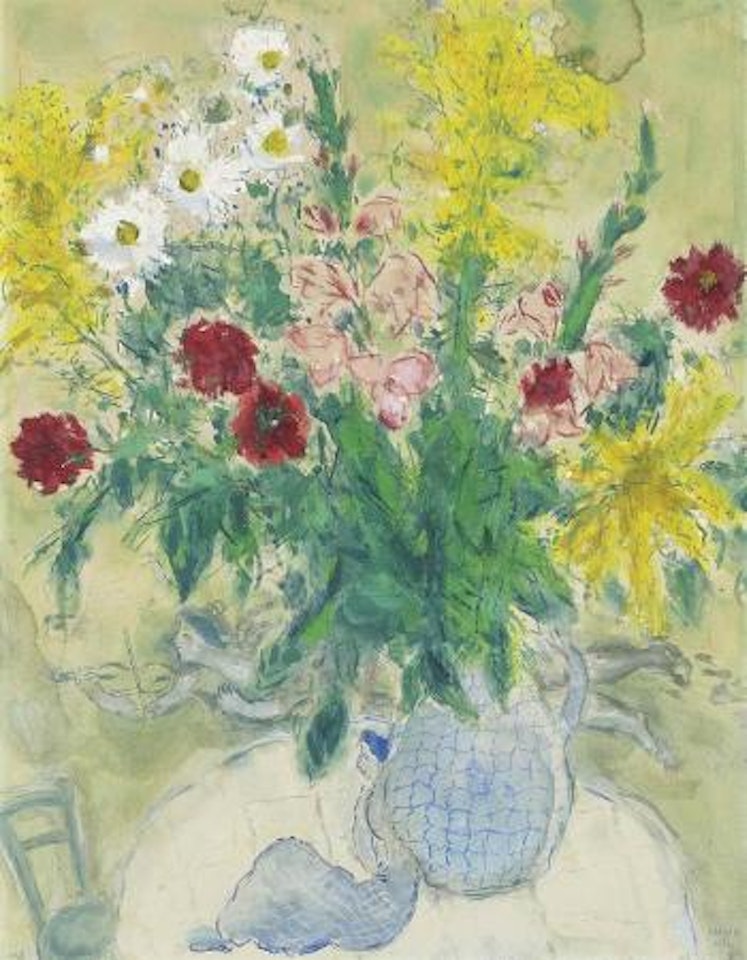 Fleurs dans un vase bleu by Marc Chagall