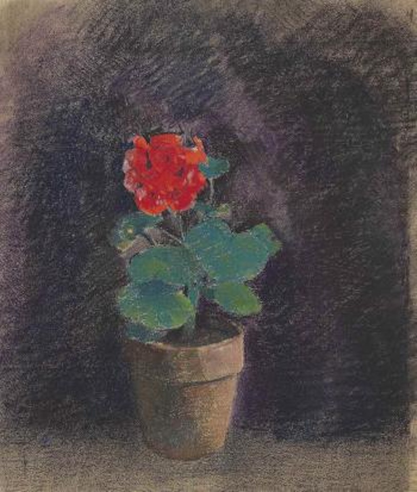 Pot de géranium by Odilon Redon