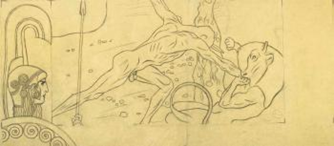 Pause fur das Plakat 'Theseus und Minotaurus' by Gustav Klimt