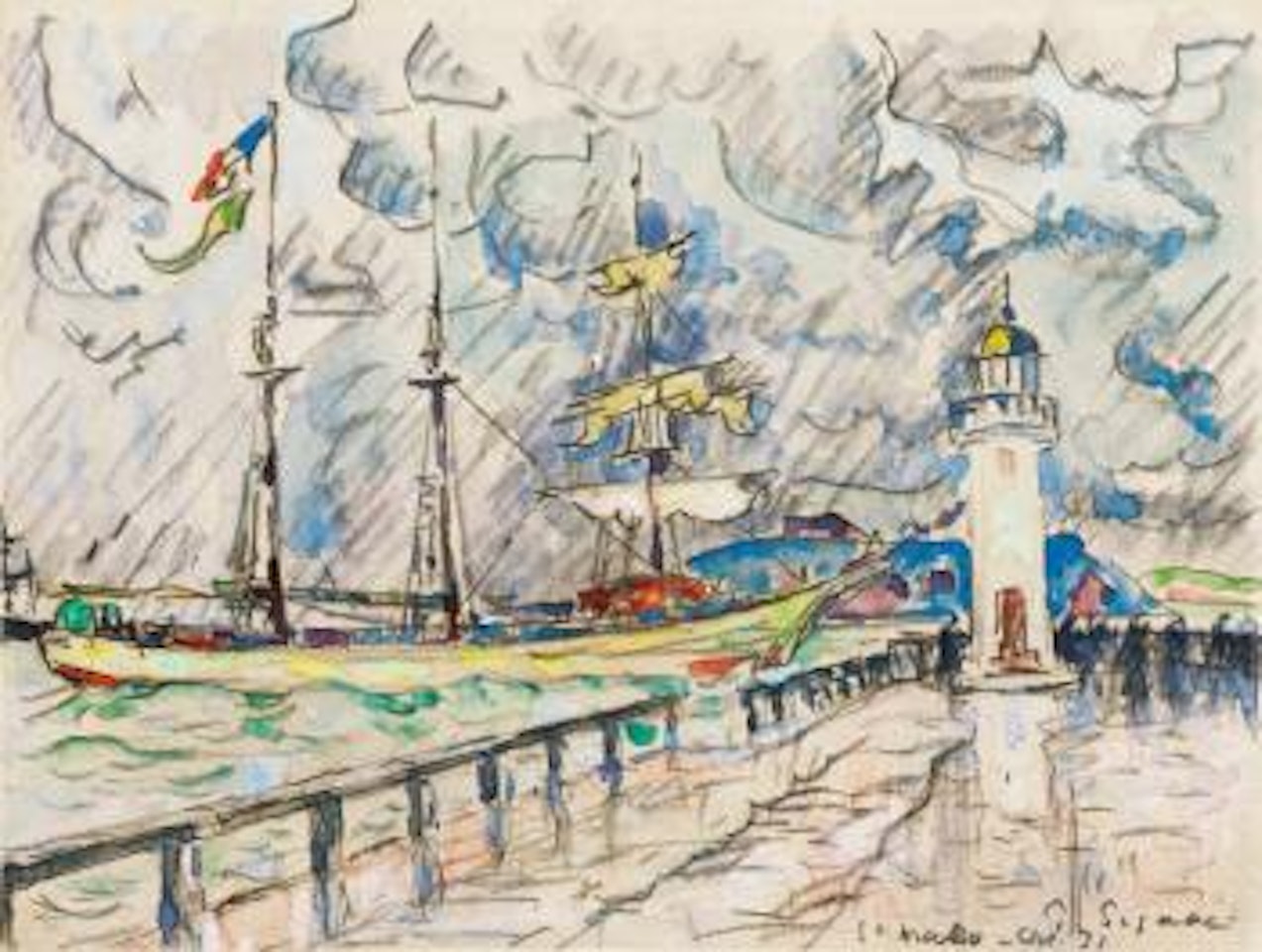 Saint-Malo. La Jetée Et Le Phare by Paul Signac