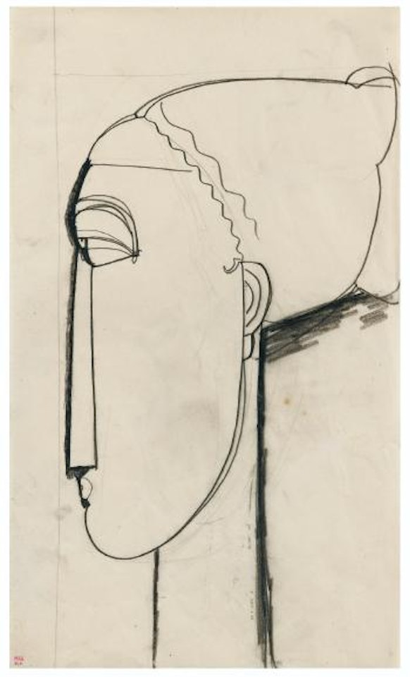 Tête De Profil Gauche au Chignon by Amedeo Modigliani