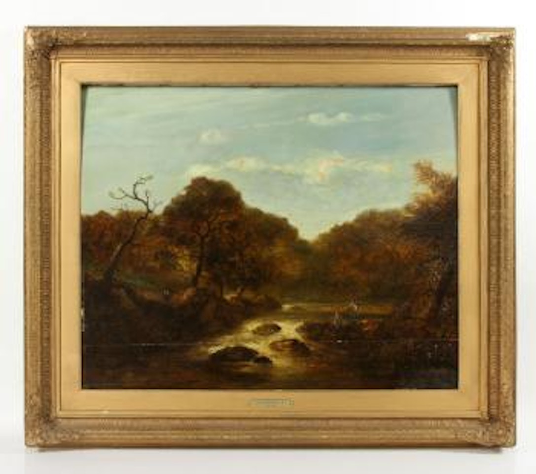 Figures on a river bank by John Constable