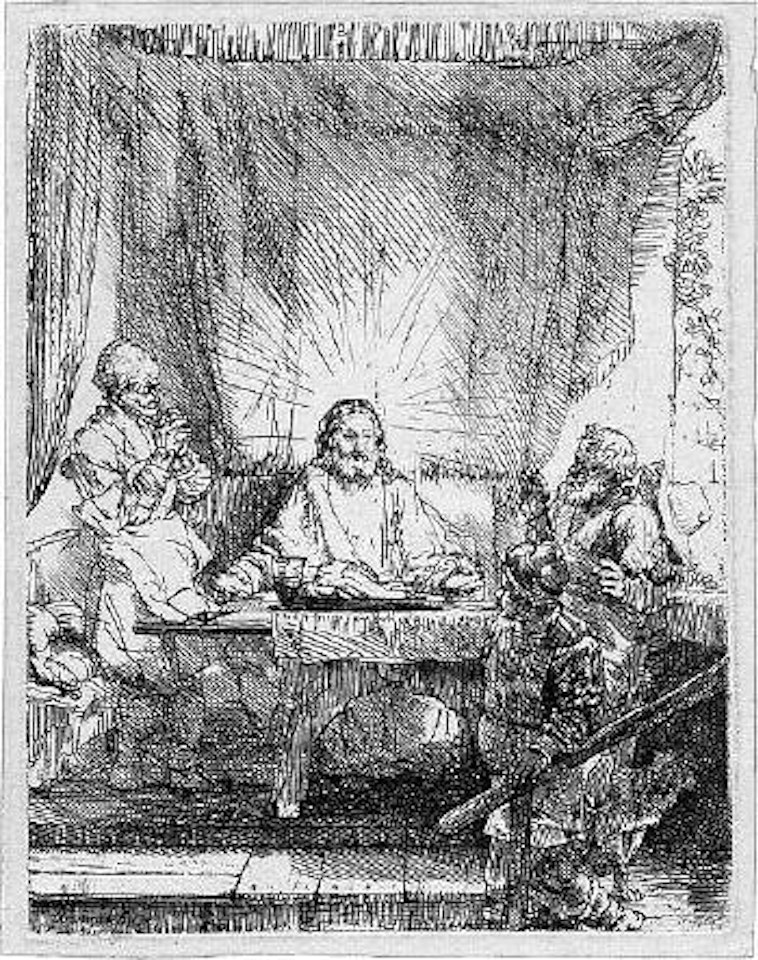 Christus in Emmaus (Die große Platte) by Attributed to Rembrandt Harmensz van Rijn