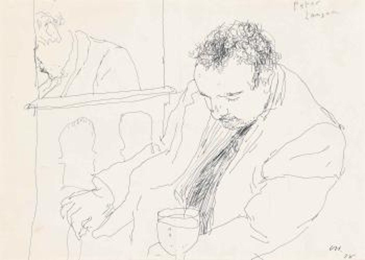 Peter Langan Sleeping by David Hockney