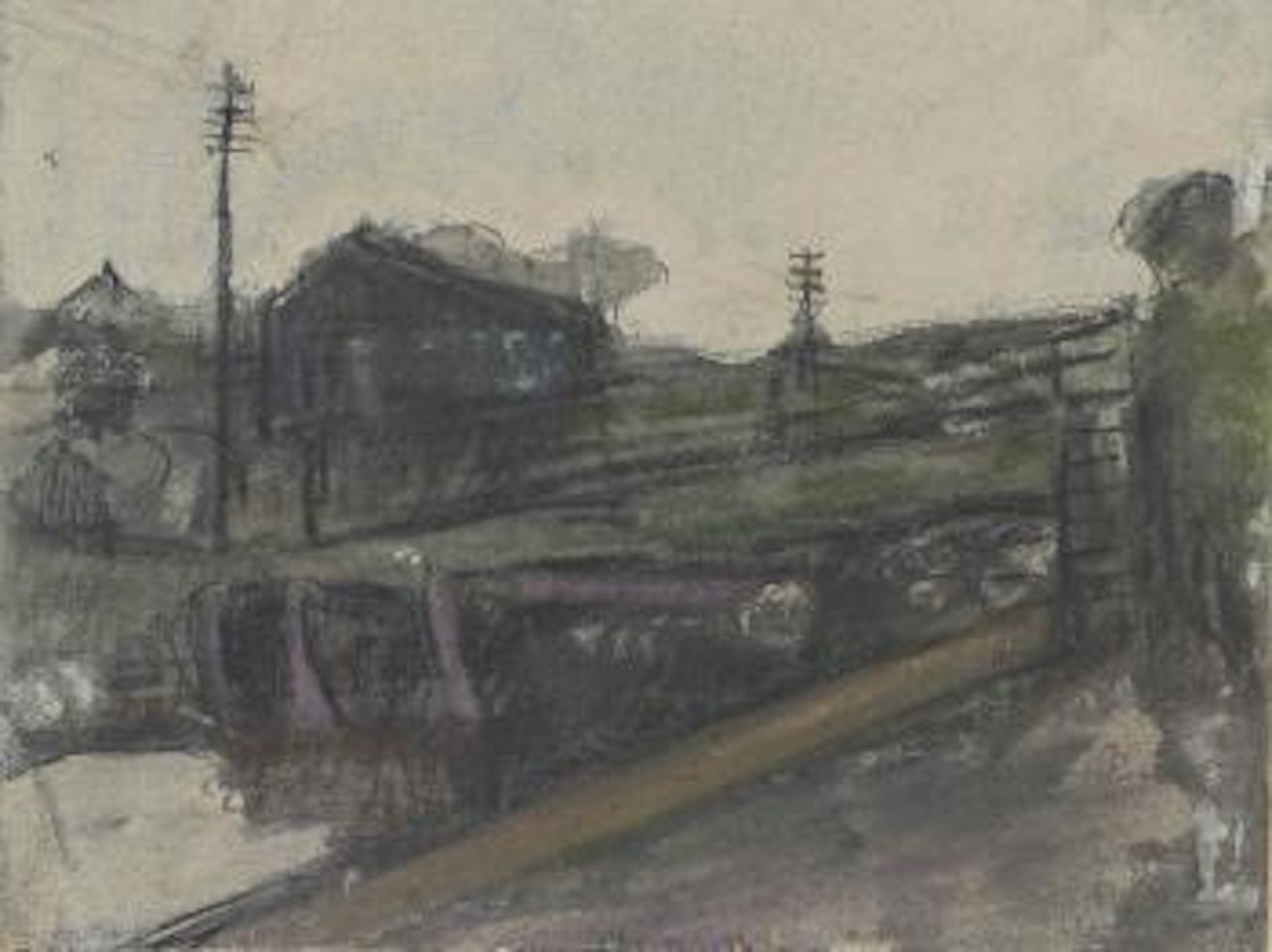 Barges at Clifton Footbridge by Laurence Stephen Lowry