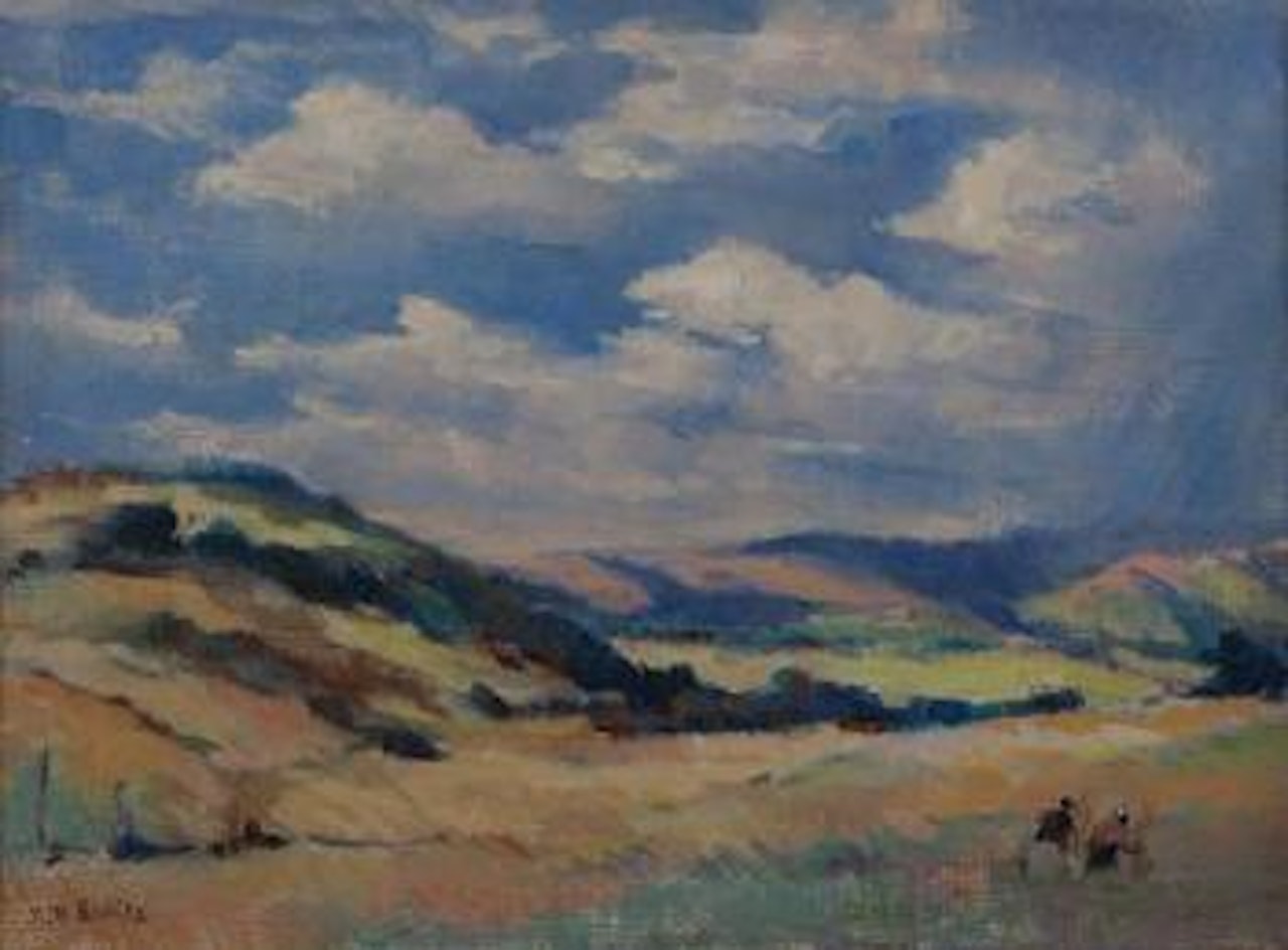 Workers in a vast landscape by Walter Battiss