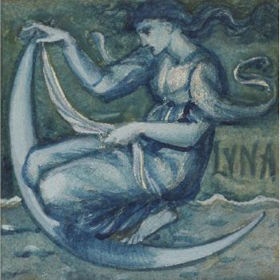 A Kneeling Figure; Luna by Edward Coley Burne-Jones