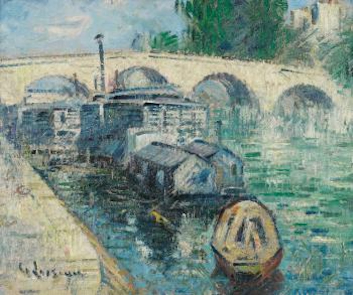 Pont-marie, Un Bateau-lavoir, Paris by Gustave Loiseau