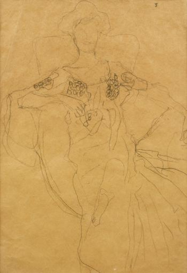 Sitzende Dame Mit Boa Von Vorne (Seated Lady with Boa-frontal View) by Gustav Klimt
