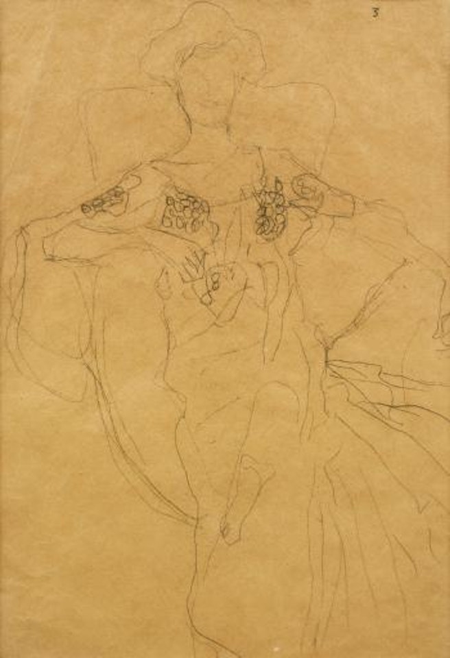 Sitzende Dame Mit Boa Von Vorne (Seated Lady with Boa-frontal View) by Gustav Klimt