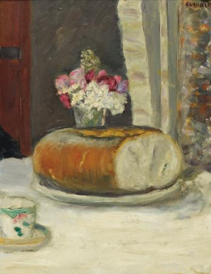 Coin De Table (Tasse À Café, Pain Et Fleurs) by Pierre Bonnard
