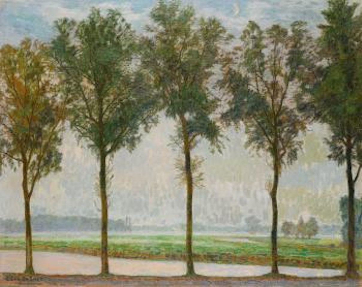 Landscape with Trees (Along The Leie, La Lys), with Rising Moon by Leon de Smet