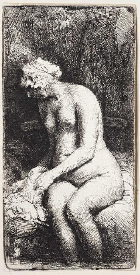 Femme nue, les pieds dans l'eau by Attributed to Rembrandt Harmensz van Rijn