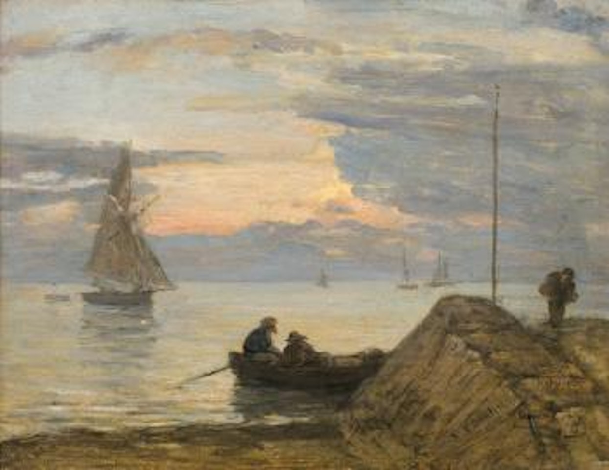 Environs D'honfleur. Rivage. Soleil Couchant by Eugène Boudin