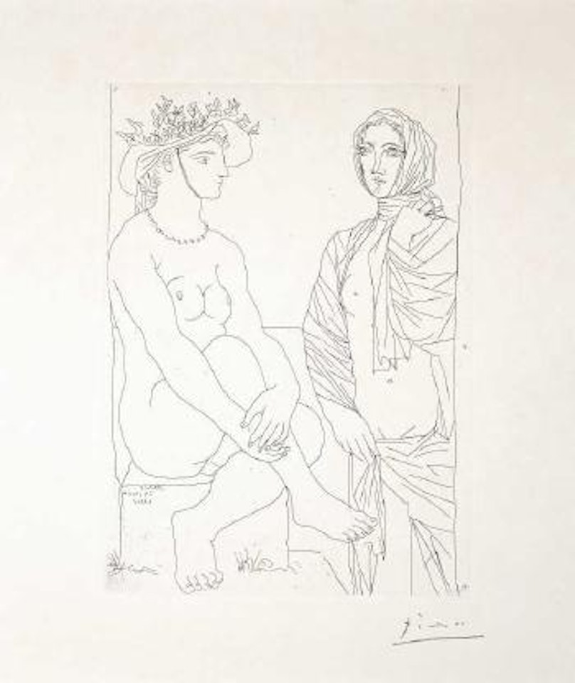 Au bain : femme au chapeau à fleurs... by Pablo Picasso