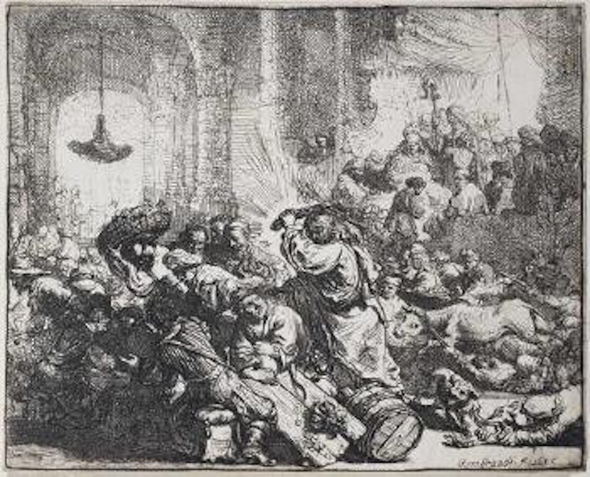 Jésus Christ chassant les vendeurs du Temple by Attributed to Rembrandt Harmensz van Rijn