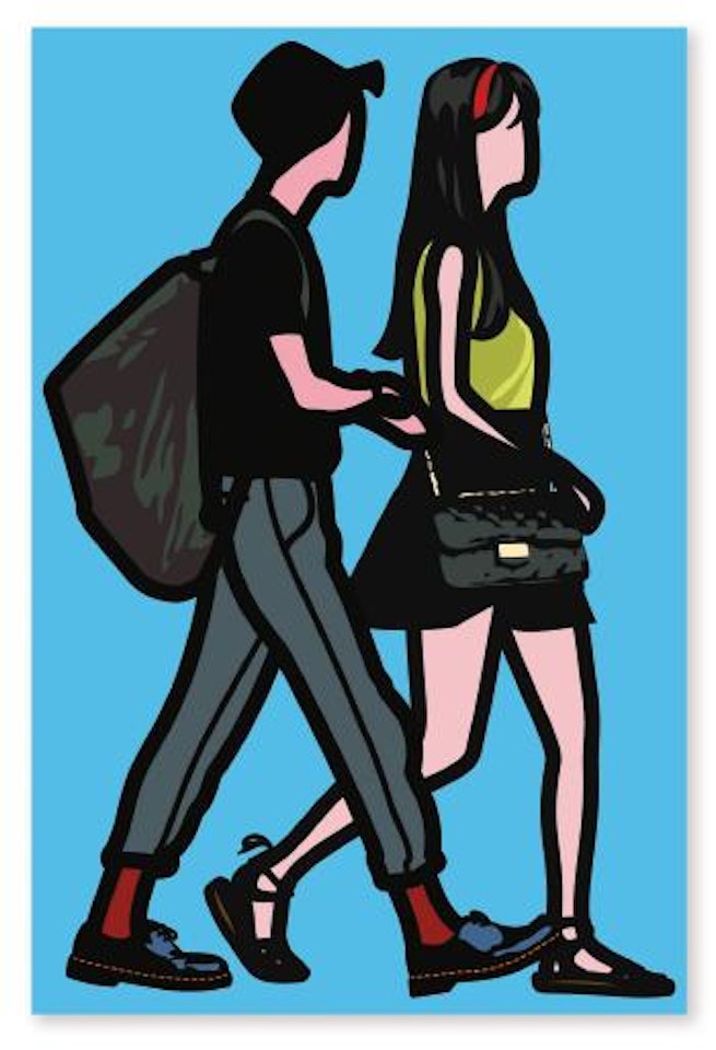 Red socks and Chanel bag by Julian Opie