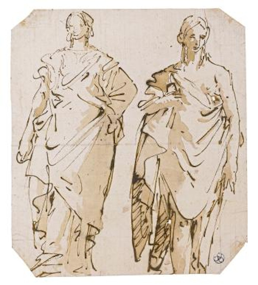 Two Standing Female Draped Figures by Giovanni Battista Tiepolo