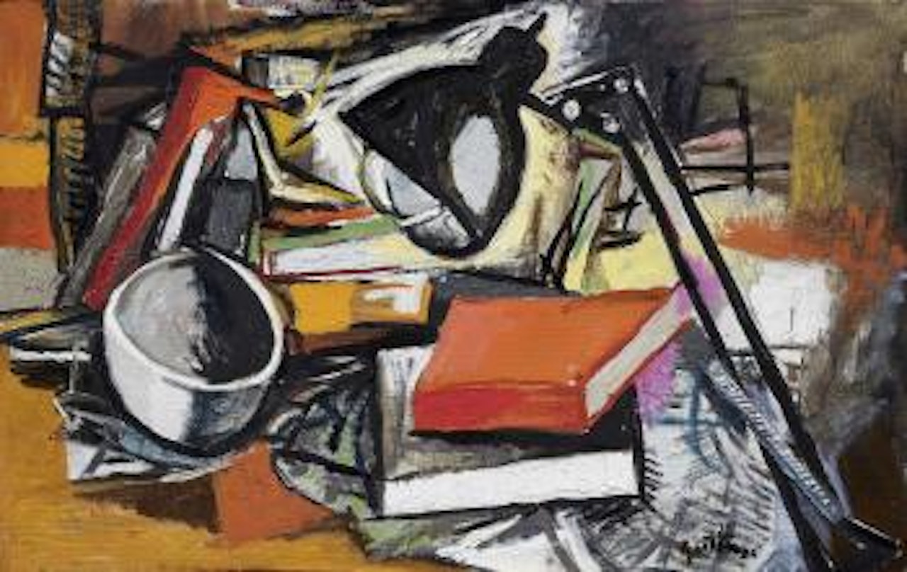 Scrivania e libri by Renato Guttuso