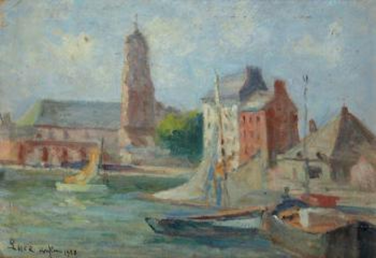 Vue du port de Honfleur by Maximilien Luce