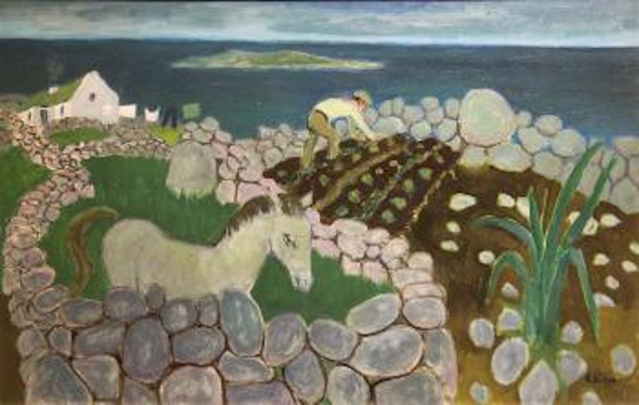 Pony in a Connemara garden by Gerard Dillon