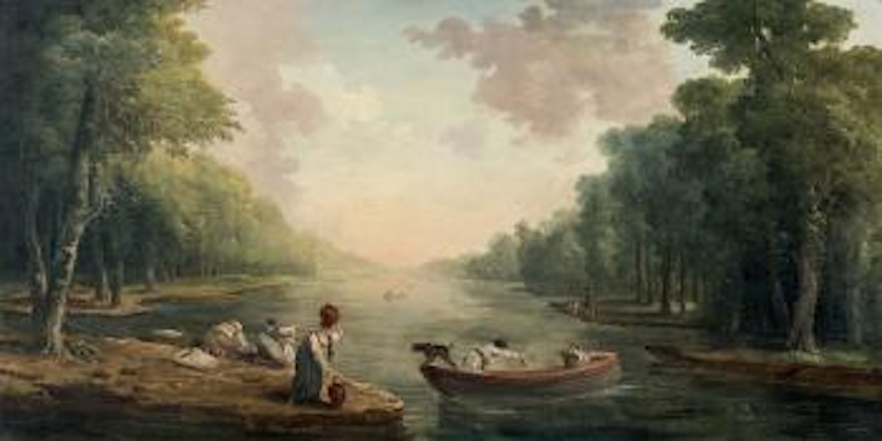 Lavandières près du canal by Hubert Robert