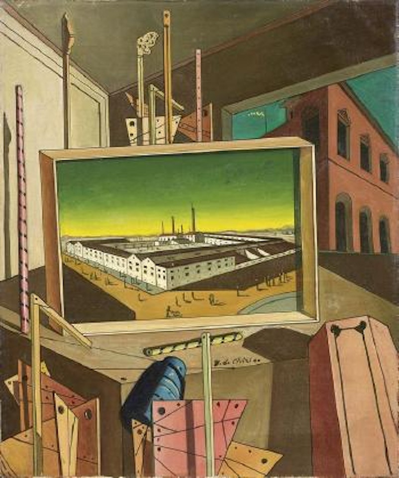 Interno metafisico con officina by Giorgio de Chirico