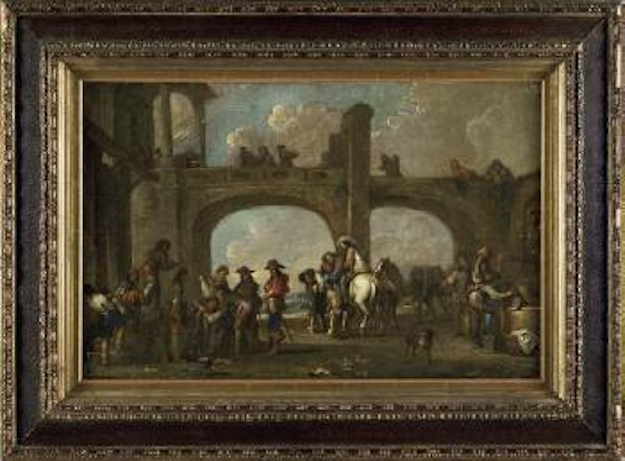 Sosta di cavalieri by Cornelis de Wael