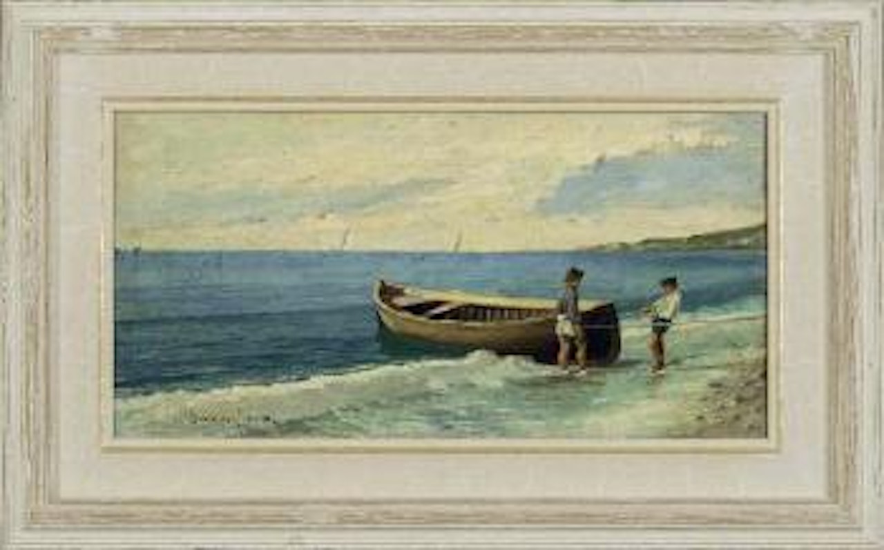 Pescatori sulla spiaggia by Cesare Bentivoglio
