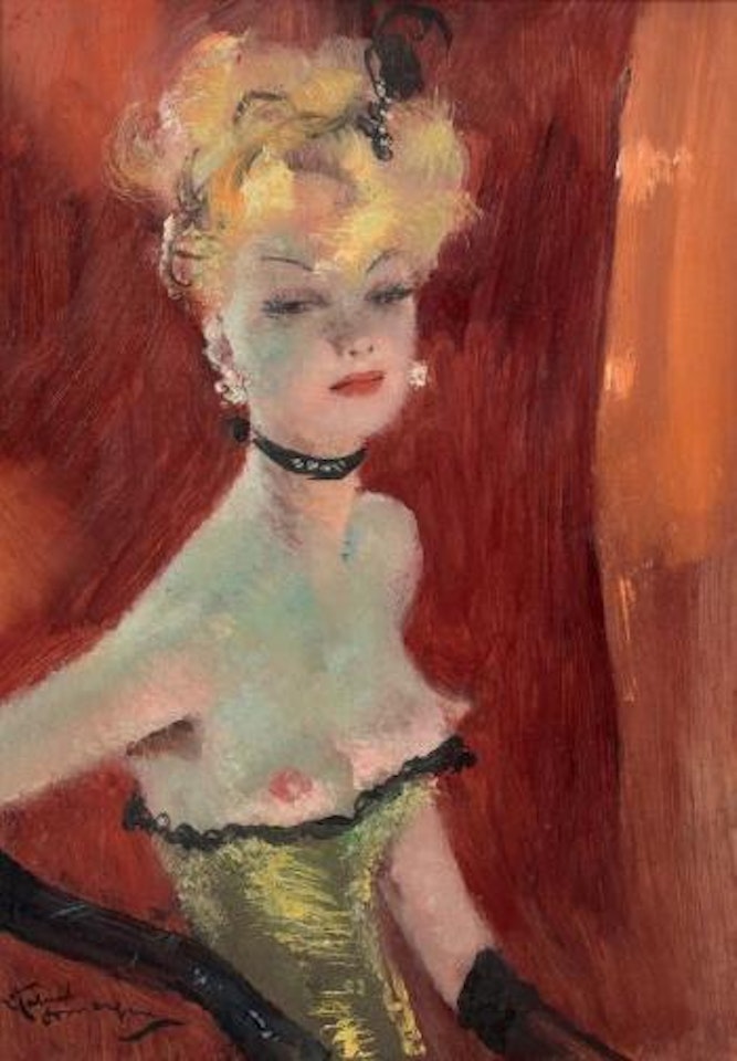 Jeune femme au corset vert by Jean Gabriel Domergue
