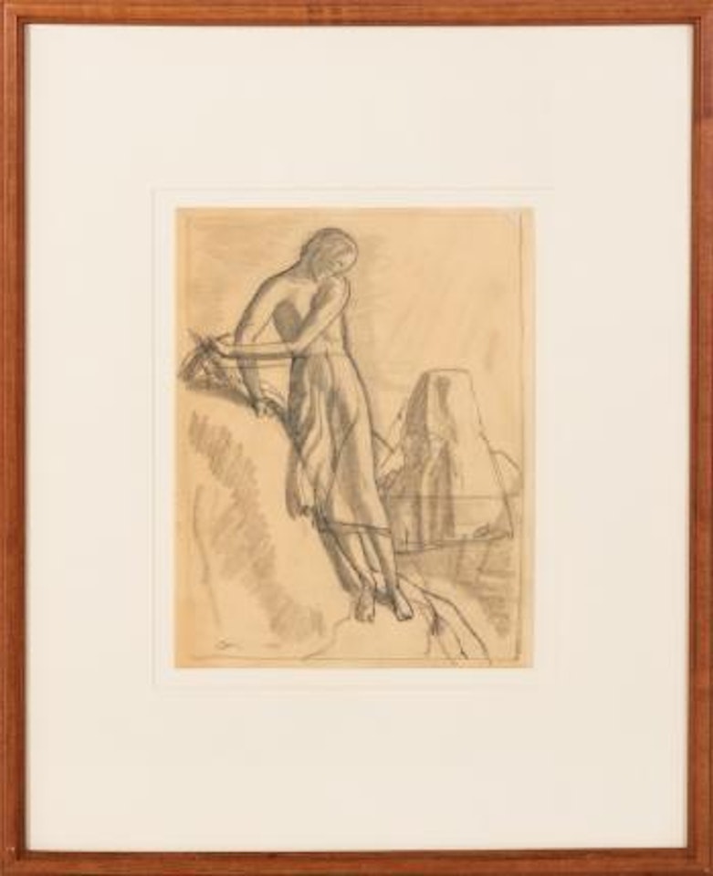Girl on a cliff by Rockwell Kent