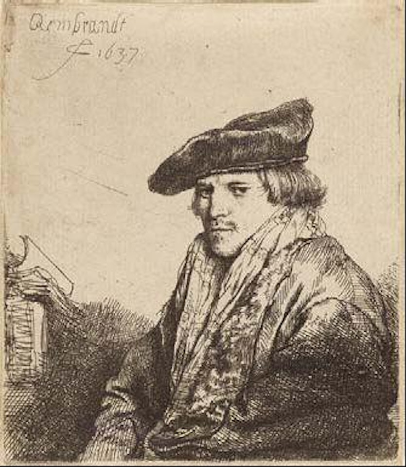 Junger Mann mit Samtbarett by Attributed to Rembrandt Harmensz van Rijn