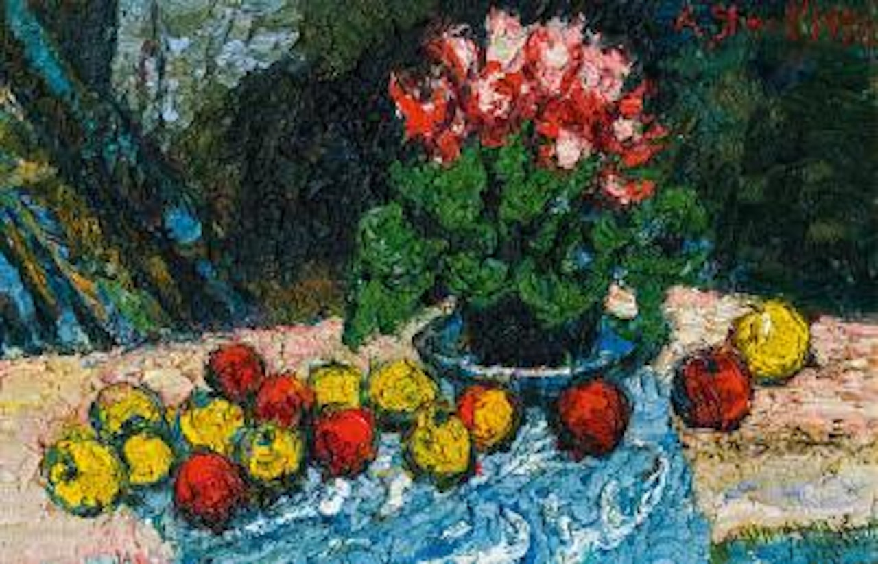 Stillleben mit Blumen und Früchten by Karl Stark