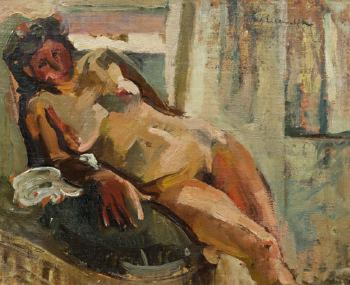 Akt auf Grünem Diwan by Willy Eisenschitz