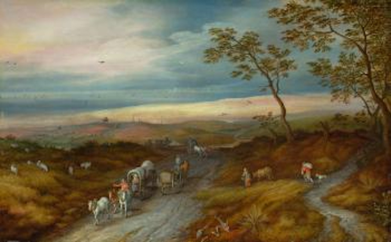 Weite Landschaft Mit Planwagen Und Pferdekarren by Jan Brueghel the Younger