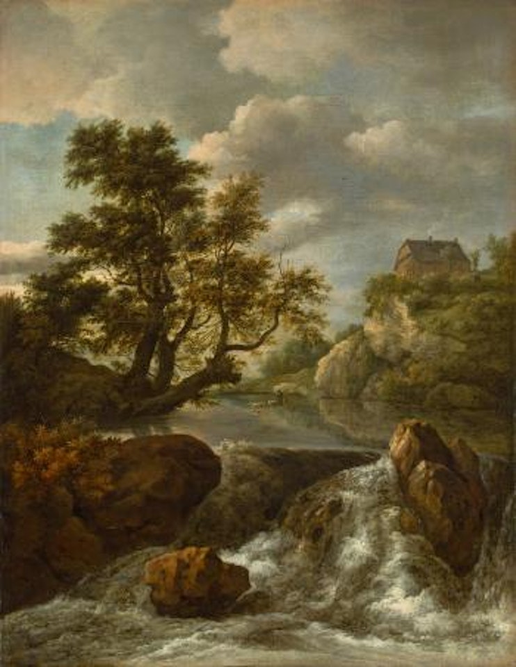 Wasserfall Mit Einem Fachwerkhaus Auf Felsiger Anhöhe by Jacob Salomonsz. van Ruysdael