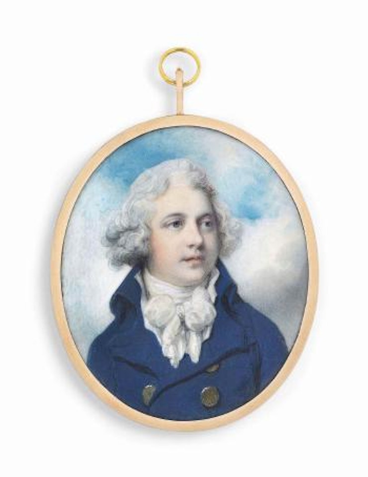 Richard Chetwynd, 5th Viscount Chetwynd of Bearhaven, County Kerry (1757–1821) In Blue Coat with Brass Buttons, White Knotted Cravat, Powdered Hair by Richard Cosway