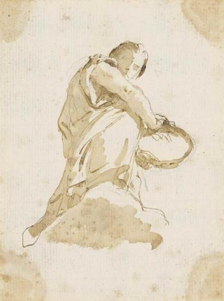 A Figure Seen Di Sotto In Sù Holding a Laurel Wreath by Giovanni Battista Tiepolo