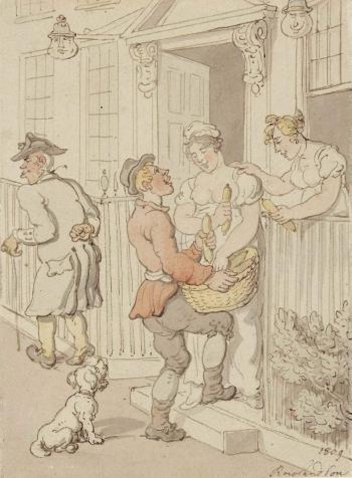 A Doorway Flirtation by Thomas Rowlandson