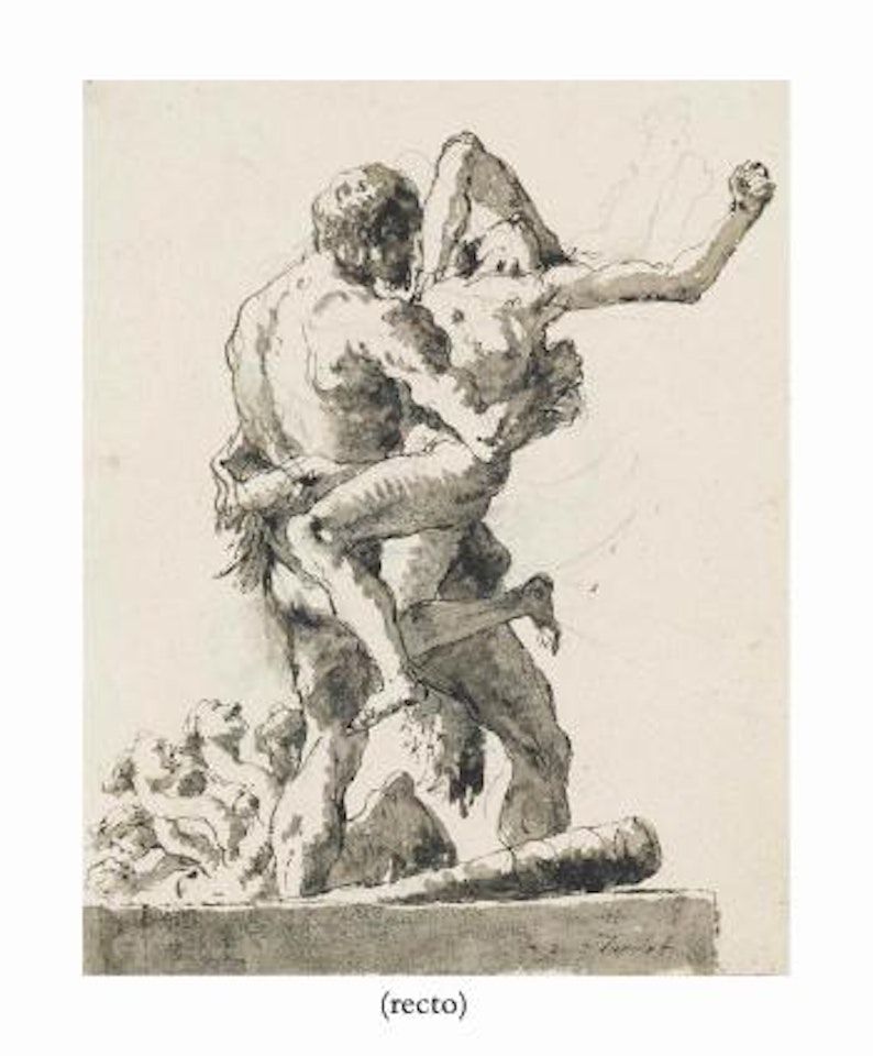 Hercules And Antaeus With The Hydra (Recto), A Study For Hercules And Antaeus (Verso) by Giovanni Domenico Tiepolo