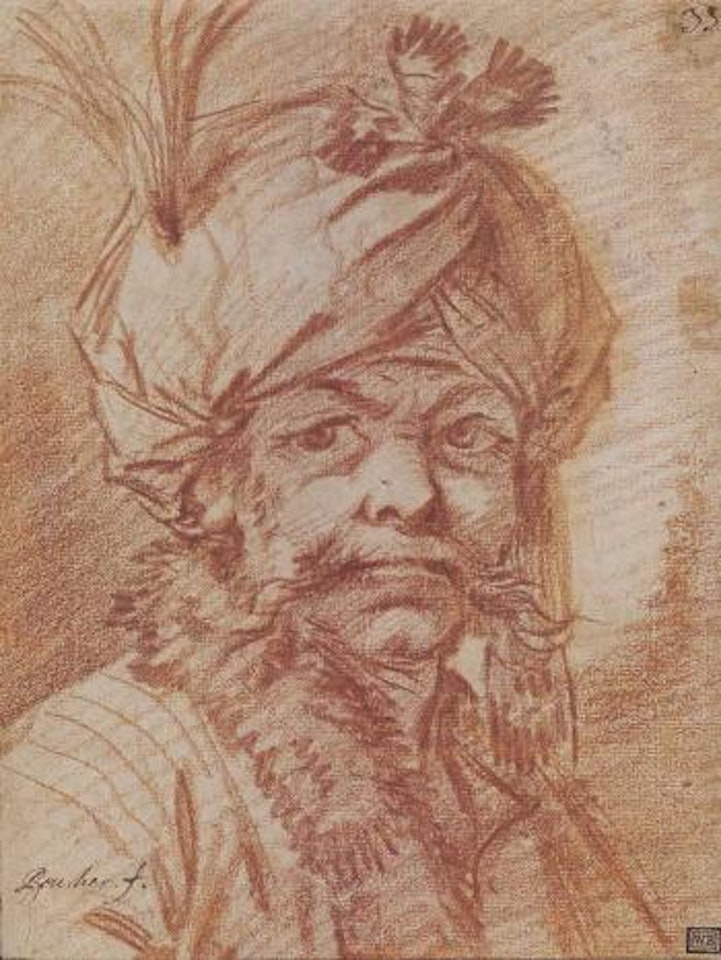 Head of a Man Wearing a Turban by Francois Boucher