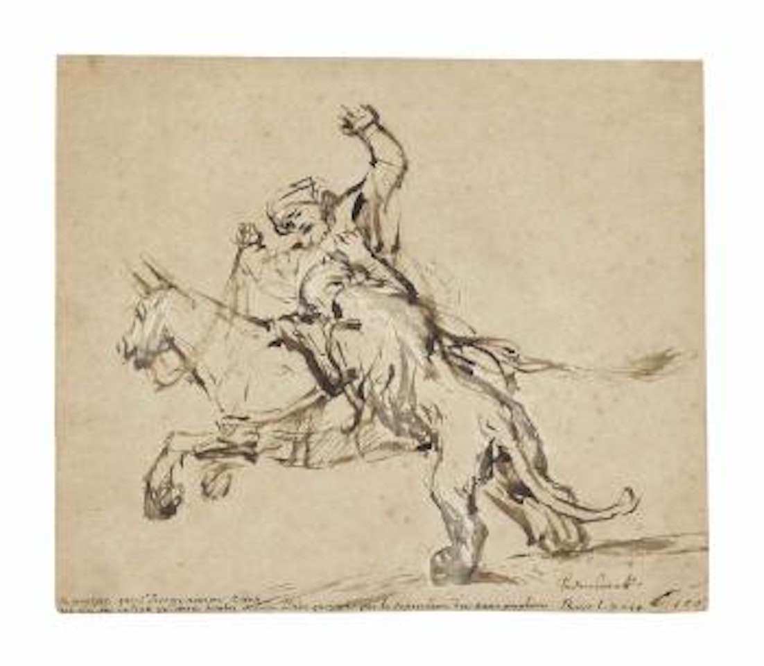 The Disobedient Prophet Attacked By a Lion by Attributed to Rembrandt Harmensz van Rijn