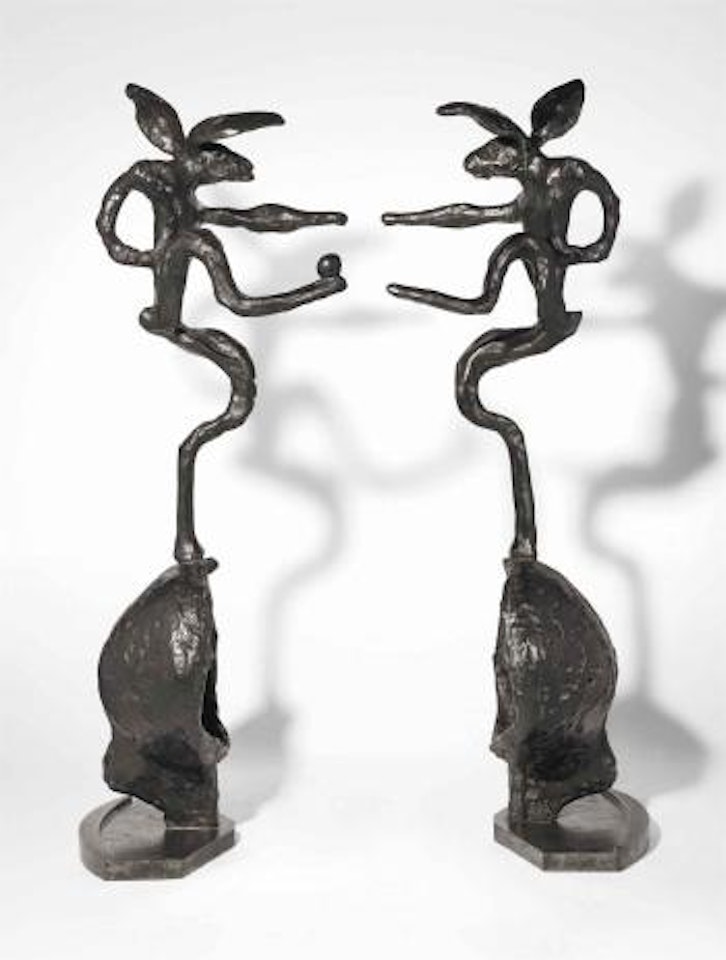 Nijinski Hare on Globe form, Mirrored by Barry Flanagan