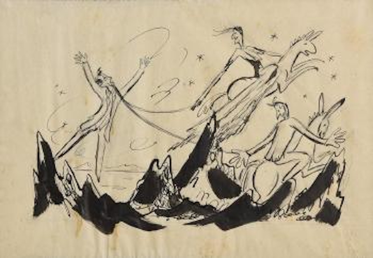 Sketch for Theatre Programme, The Death of Cuchulain and The Dandy Dolls at the Abbey Theatre by Norah McGuinness