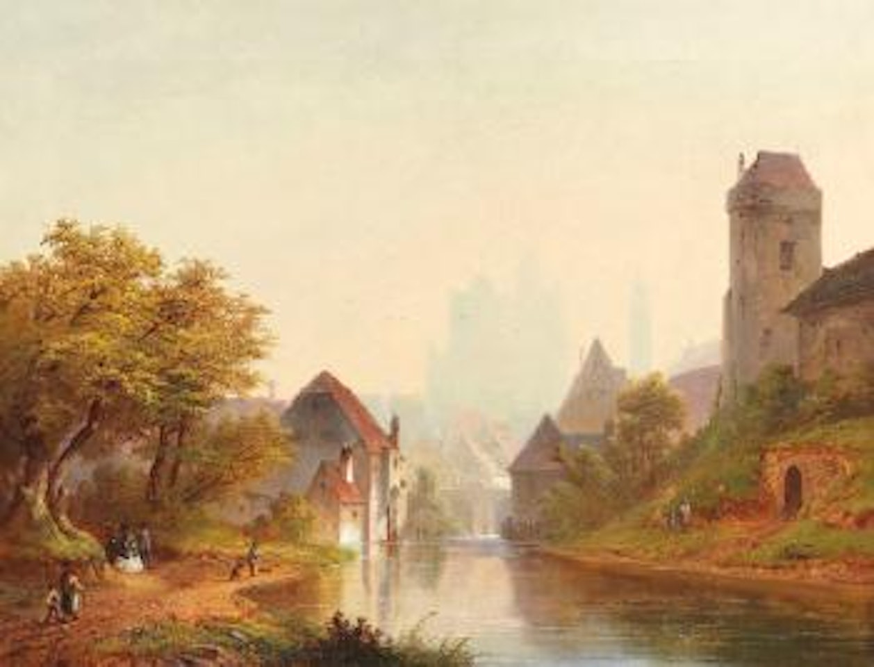 Stadtansicht mit Burg by Anton Doll