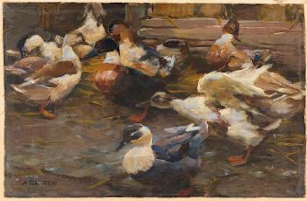 Enten vor dem Stall by Alexander Koester