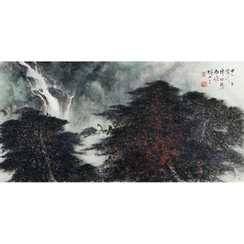 Two Eagles Amidst Pine Trees by Li Xiongcai